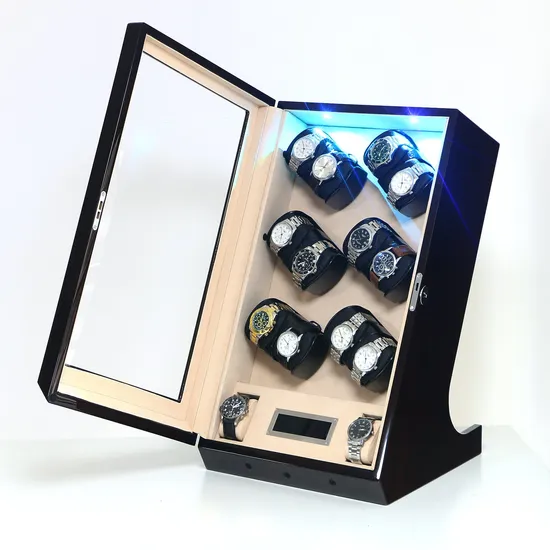 EMC Certification Ebony Color Luxury Wooden Automatic Watch Winder with Touch Screen 